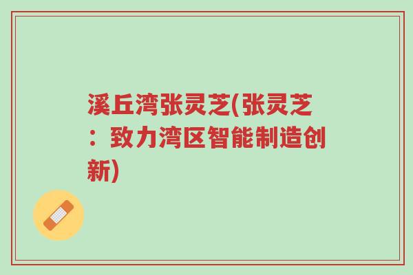 溪丘湾张灵芝(张灵芝:致力湾区智能制造创新)-第1张图片-超越 溪丘湾张灵芝(张灵芝:致力湾区智能制造创新)-第1张图片-超越