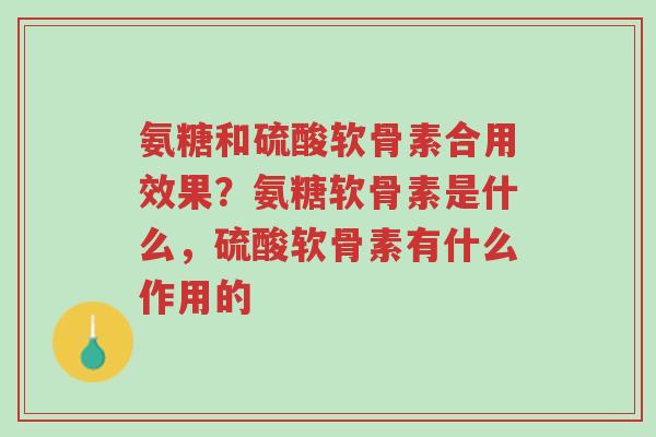 氨糖和硫酸软骨素合用效果?氨糖软骨素是什么,硫酸软骨素有什么作用的-第1张图片-超越 氨糖和硫酸软骨素合用效果?氨糖软骨素是什么,硫酸软骨素有什么作用的-第1张图片-超越