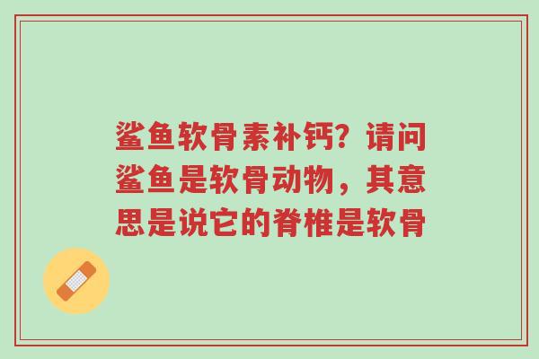 鲨鱼软骨素补钙?请问鲨鱼是软骨动物,其意思是说它的脊椎是软骨-第1张图片-超越 鲨鱼软骨素补钙?请问鲨鱼是软骨动物,其意思是说它的脊椎是软骨-第1张图片-超越