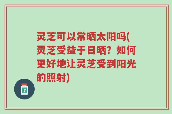 灵芝可以常晒太阳吗(灵芝受益于日晒?如何更好地让灵芝受到阳光的照射)-第1张图片-超越 灵芝可以常晒太阳吗(灵芝受益于日晒?如何更好地让灵芝受到阳光的照射)-第1张图片-超越