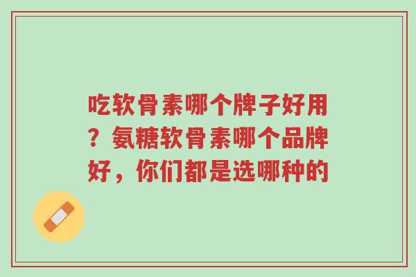 吃软骨素哪个牌子好用?氨糖软骨素哪个品牌好,你们都是选哪种的-第1张图片-超越 吃软骨素哪个牌子好用?氨糖软骨素哪个品牌好,你们都是选哪种的-第1张图片-超越
