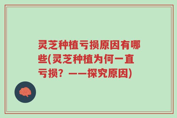 灵芝种植亏损原因有哪些(灵芝种植为何一直亏损?——探究原因)-第1张图片-超越 灵芝种植亏损原因有哪些(灵芝种植为何一直亏损?——探究原因)-第1张图片-超越