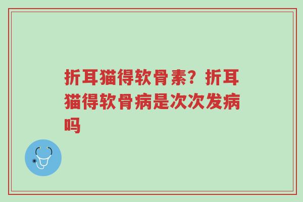折耳猫得软骨素?折耳猫得软骨病是次次发病吗-第1张图片-超越 折耳猫得软骨素?折耳猫得软骨病是次次发病吗-第1张图片-超越