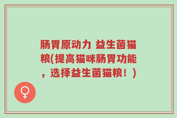 肠胃原动力 益生菌猫粮(提高猫咪肠胃功能，选择益生菌猫粮！)-第1张图片-超越