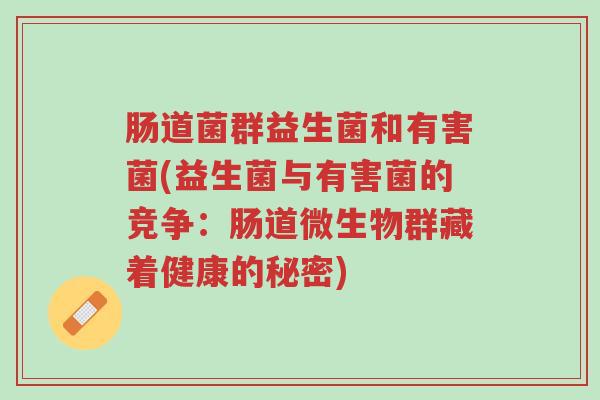 肠道菌群益生菌和有害菌(益生菌与有害菌的竞争:肠道微生物群藏着健康的秘密)-第1张图片-超越 肠道菌群益生菌和有害菌(益生菌与有害菌的竞争:肠道微生物群藏着健康的秘密)-第1张图片-超越