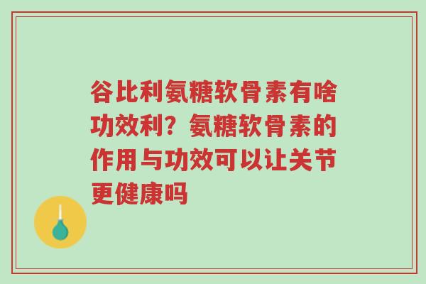 谷比利氨糖软骨素有啥功效利?氨糖软骨素的作用与功效可以让关节更健康吗-第1张图片-超越 谷比利氨糖软骨素有啥功效利?氨糖软骨素的作用与功效可以让关节更健康吗-第1张图片-超越