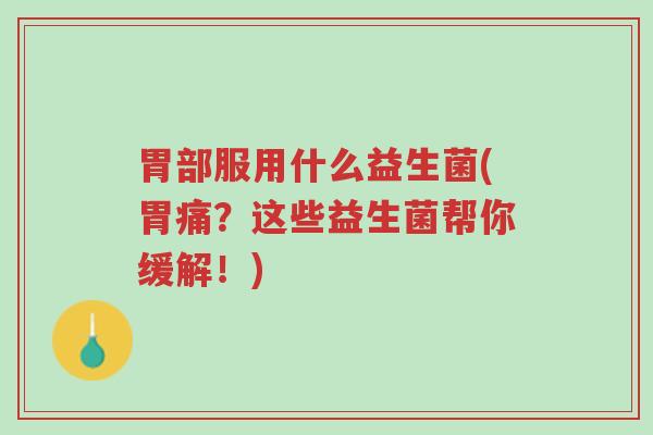 胃部服用什么益生菌(胃痛?这些益生菌帮你缓解!)-第1张图片-超越 胃部服用什么益生菌(胃痛?这些益生菌帮你缓解!)-第1张图片-超越