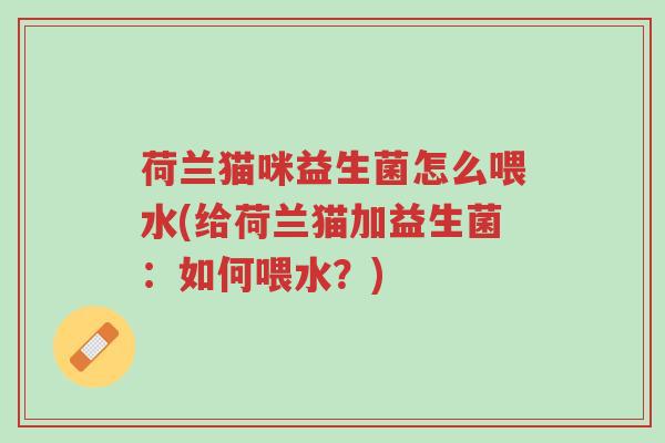 荷兰猫咪益生菌怎么喂水(给荷兰猫加益生菌:如何喂水?)-第1张图片-超越 荷兰猫咪益生菌怎么喂水(给荷兰猫加益生菌:如何喂水?)-第1张图片-超越