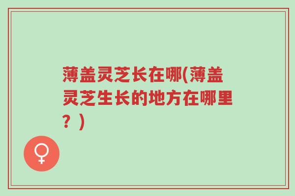 薄盖灵芝长在哪(薄盖灵芝生长的地方在哪里?)-第1张图片-超越 薄盖灵芝长在哪(薄盖灵芝生长的地方在哪里?)-第1张图片-超越