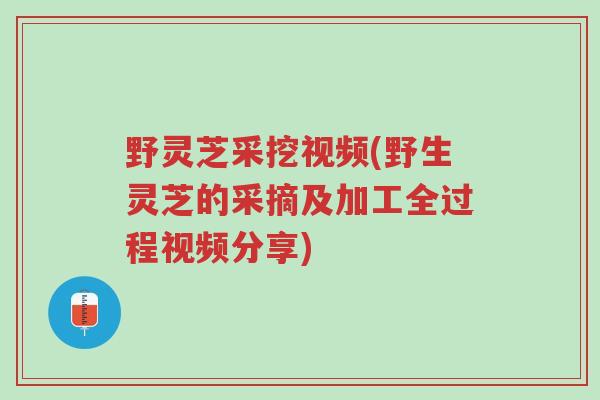 野灵芝采挖视频(野生灵芝的采摘及加工全过程视频分享)-第1张图片-超越 野灵芝采挖视频(野生灵芝的采摘及加工全过程视频分享)-第1张图片-超越