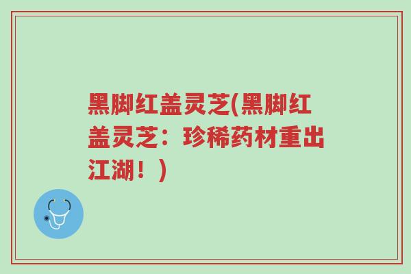 黑脚红盖灵芝(黑脚红盖灵芝:珍稀药材重出江湖!)-第1张图片-超越 黑脚红盖灵芝(黑脚红盖灵芝:珍稀药材重出江湖!)-第1张图片-超越