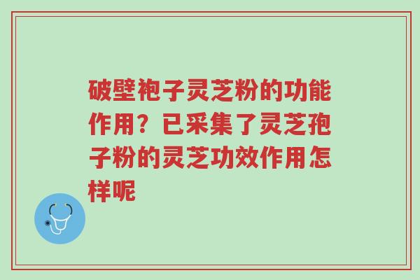破壁袍子灵芝粉的功能作用?已采集了灵芝孢子粉的灵芝功效作用怎样呢-第1张图片-超越 破壁袍子灵芝粉的功能作用?已采集了灵芝孢子粉的灵芝功效作用怎样呢-第1张图片-超越