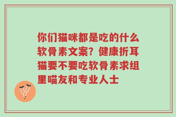 你们猫咪都是吃的什么软骨素文案?健康折耳猫要不要吃软骨素求组里喵友和专业人士-第1张图片-超越 你们猫咪都是吃的什么软骨素文案?健康折耳猫要不要吃软骨素求组里喵友和专业人士-第1张图片-超越