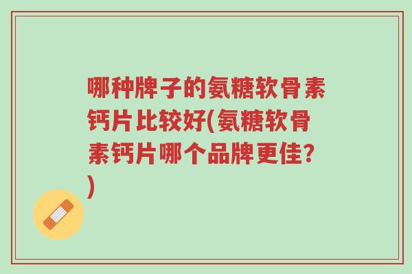 哪种牌子的氨糖软骨素钙片比较好(氨糖软骨素钙片哪个品牌更佳?)-第1张图片-超越 哪种牌子的氨糖软骨素钙片比较好(氨糖软骨素钙片哪个品牌更佳?)-第1张图片-超越