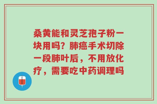 桑黄能和灵芝孢子粉一块用吗?肺癌手术切除一段肺叶后,不用放化疗,需要吃中药调理吗-第1张图片-超越 桑黄能和灵芝孢子粉一块用吗?肺癌手术切除一段肺叶后,不用放化疗,需要吃中药调理吗-第1张图片-超越