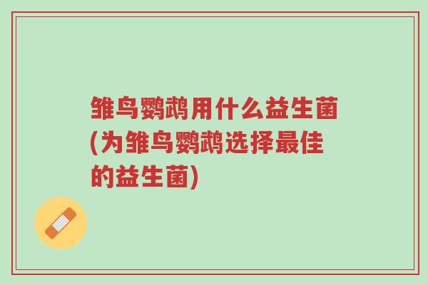 雏鸟鹦鹉用什么益生菌(为雏鸟鹦鹉选择最佳的益生菌)-第1张图片-超越 雏鸟鹦鹉用什么益生菌(为雏鸟鹦鹉选择最佳的益生菌)-第1张图片-超越