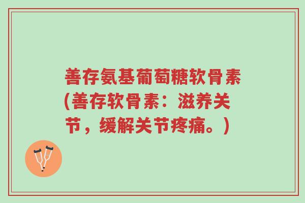 善存氨基葡萄糖软骨素(善存软骨素:滋养关节,缓解关节疼痛。)-第1张图片-超越 善存氨基葡萄糖软骨素(善存软骨素:滋养关节,缓解关节疼痛。)-第1张图片-超越
