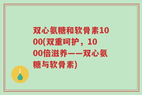 双心氨糖和软骨素1000(双重呵护,1000倍滋养——双心氨糖与软骨素)-第1张图片-超越 双心氨糖和软骨素1000(双重呵护,1000倍滋养——双心氨糖与软骨素)-第1张图片-超越