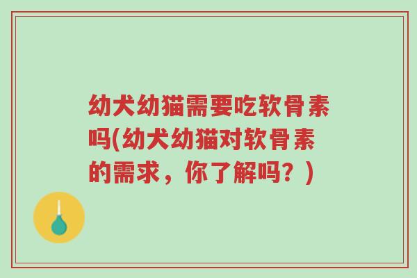 幼犬幼猫需要吃软骨素吗(幼犬幼猫对软骨素的需求,你了解吗?)-第1张图片-超越 幼犬幼猫需要吃软骨素吗(幼犬幼猫对软骨素的需求,你了解吗?)-第1张图片-超越