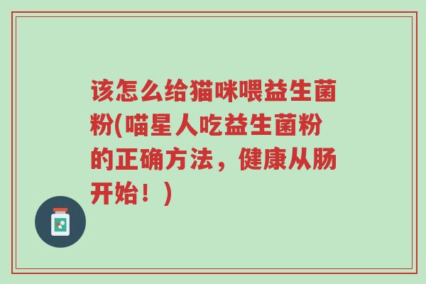 该怎么给猫咪喂益生菌粉(喵星人吃益生菌粉的正确方法,健康从肠开始!)-第1张图片-超越 该怎么给猫咪喂益生菌粉(喵星人吃益生菌粉的正确方法,健康从肠开始!)-第1张图片-超越