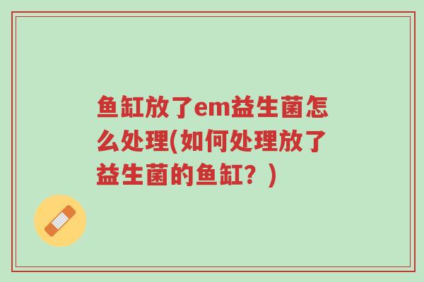 鱼缸放了em益生菌怎么处理(如何处理放了益生菌的鱼缸?)-第1张图片-超越 鱼缸放了em益生菌怎么处理(如何处理放了益生菌的鱼缸?)-第1张图片-超越