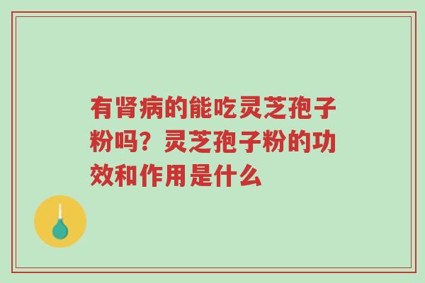 有肾病的能吃灵芝孢子粉吗?灵芝孢子粉的功效和作用是什么-第1张图片-超越 有肾病的能吃灵芝孢子粉吗?灵芝孢子粉的功效和作用是什么-第1张图片-超越