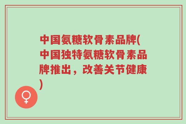 中国氨糖软骨素品牌(中国独特氨糖软骨素品牌推出,改善关节健康)-第1张图片-超越 中国氨糖软骨素品牌(中国独特氨糖软骨素品牌推出,改善关节健康)-第1张图片-超越