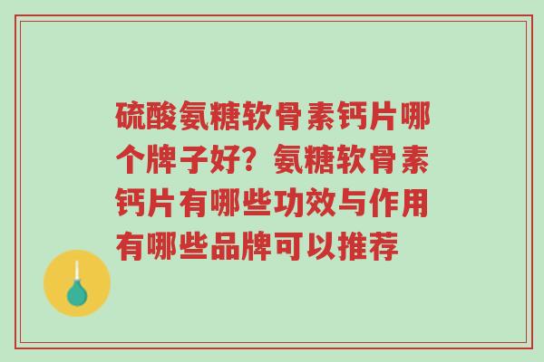 硫酸氨糖软骨素钙片哪个牌子好?氨糖软骨素钙片有哪些功效与作用有哪些品牌可以推荐-第1张图片-超越 硫酸氨糖软骨素钙片哪个牌子好?氨糖软骨素钙片有哪些功效与作用有哪些品牌可以推荐-第1张图片-超越