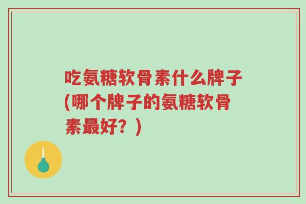 吃氨糖软骨素什么牌子(哪个牌子的氨糖软骨素最好？)-第1张图片-超越
