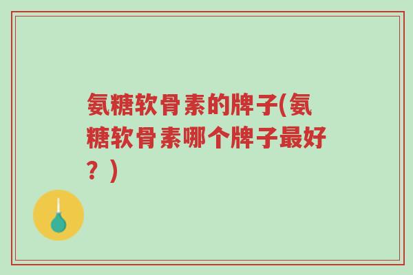 氨糖软骨素的牌子(氨糖软骨素哪个牌子最好?)-第1张图片-超越 氨糖软骨素的牌子(氨糖软骨素哪个牌子最好?)-第1张图片-超越