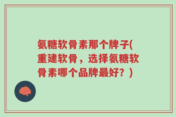 氨糖软骨素那个牌子(重建软骨,选择氨糖软骨素哪个品牌最好?)-第1张图片-超越 氨糖软骨素那个牌子(重建软骨,选择氨糖软骨素哪个品牌最好?)-第1张图片-超越