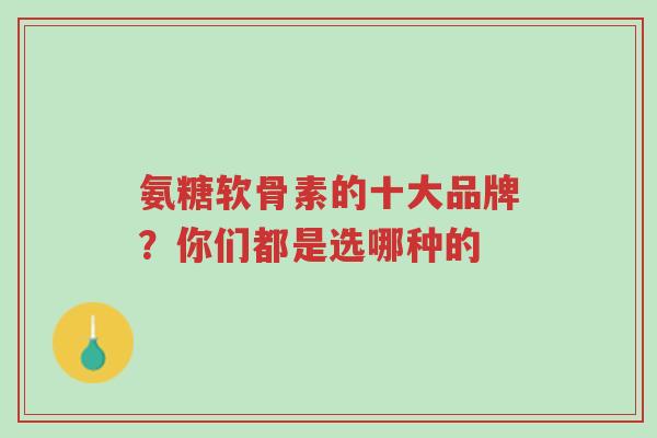 氨糖软骨素的十大品牌?你们都是选哪种的-第1张图片-超越 氨糖软骨素的十大品牌?你们都是选哪种的-第1张图片-超越