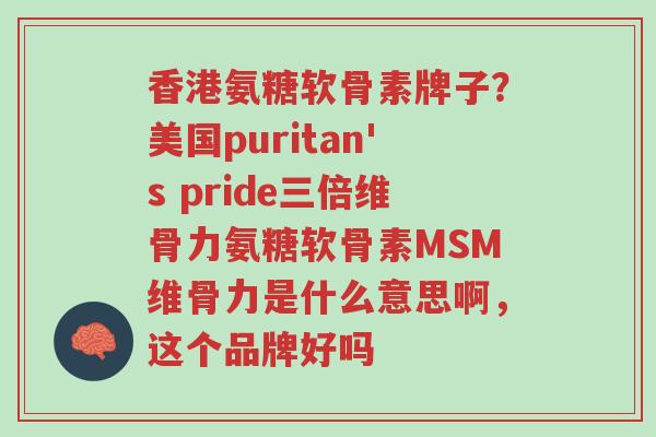香港氨糖软骨素牌子？美国puritan's pride三倍维骨力氨糖软骨素MSM维骨力是什么意思啊，这个品牌好吗-第1张图片-超越