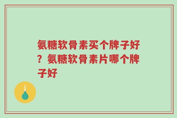氨糖软骨素买个牌子好?氨糖软骨素片哪个牌子好-第1张图片-超越 氨糖软骨素买个牌子好?氨糖软骨素片哪个牌子好-第1张图片-超越