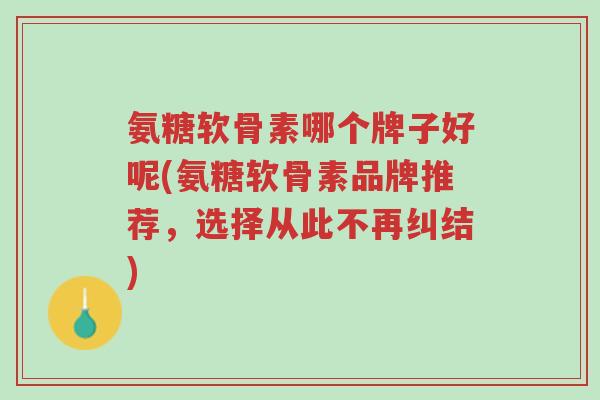 氨糖软骨素哪个牌子好呢(氨糖软骨素品牌推荐,选择从此不再纠结)-第1张图片-超越 氨糖软骨素哪个牌子好呢(氨糖软骨素品牌推荐,选择从此不再纠结)-第1张图片-超越