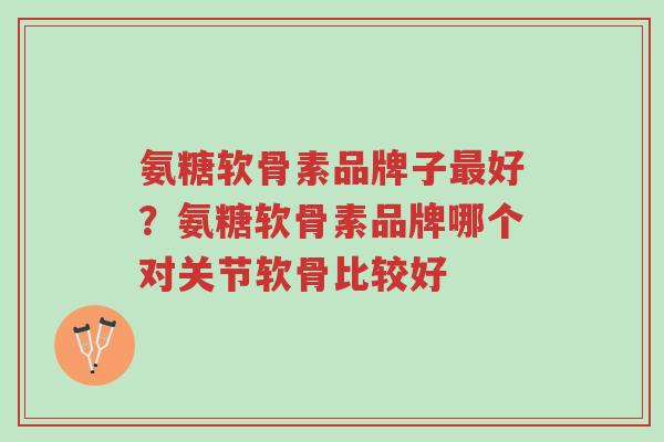 氨糖软骨素品牌子最好?氨糖软骨素品牌哪个对关节软骨比较好-第1张图片-超越 氨糖软骨素品牌子最好?氨糖软骨素品牌哪个对关节软骨比较好-第1张图片-超越