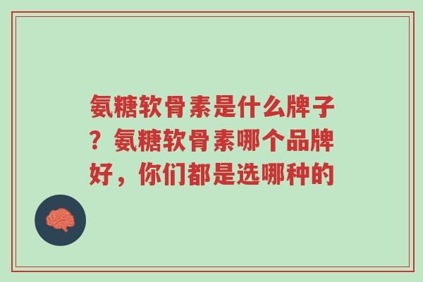 氨糖软骨素是什么牌子?氨糖软骨素哪个品牌好,你们都是选哪种的-第1张图片-超越 氨糖软骨素是什么牌子?氨糖软骨素哪个品牌好,你们都是选哪种的-第1张图片-超越