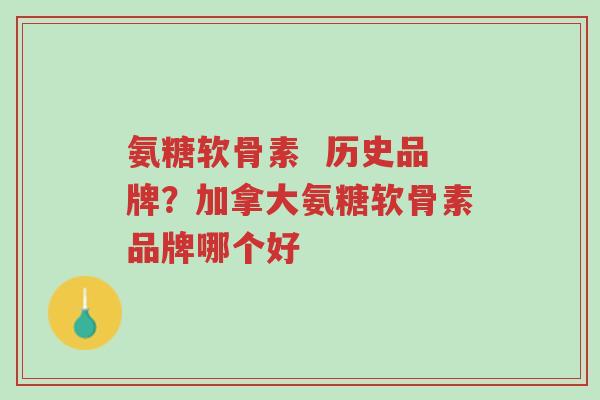氨糖软骨素 历史品牌?加拿大氨糖软骨素品牌哪个好-第1张图片-超越 氨糖软骨素 历史品牌?加拿大氨糖软骨素品牌哪个好-第1张图片-超越