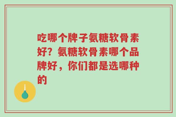 吃哪个牌子氨糖软骨素好?氨糖软骨素哪个品牌好,你们都是选哪种的-第1张图片-超越 吃哪个牌子氨糖软骨素好?氨糖软骨素哪个品牌好,你们都是选哪种的-第1张图片-超越