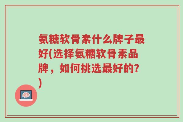 氨糖软骨素什么牌子最好(选择氨糖软骨素品牌,如何挑选最好的?)-第1张图片-超越 氨糖软骨素什么牌子最好(选择氨糖软骨素品牌,如何挑选最好的?)-第1张图片-超越