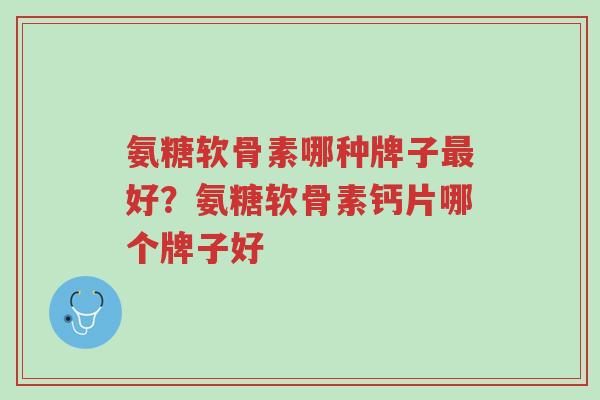 氨糖软骨素哪种牌子最好?氨糖软骨素钙片哪个牌子好-第1张图片-超越 氨糖软骨素哪种牌子最好?氨糖软骨素钙片哪个牌子好-第1张图片-超越