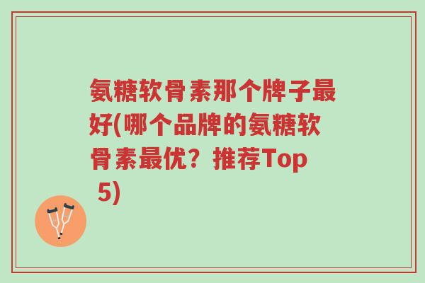 氨糖软骨素那个牌子最好(哪个品牌的氨糖软骨素最优?推荐Top 5)-第1张图片-超越 氨糖软骨素那个牌子最好(哪个品牌的氨糖软骨素最优?推荐Top 5)-第1张图片-超越