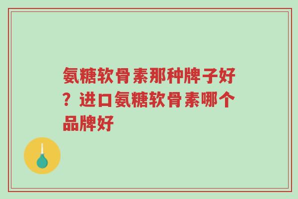 氨糖软骨素那种牌子好?进口氨糖软骨素哪个品牌好-第1张图片-超越 氨糖软骨素那种牌子好?进口氨糖软骨素哪个品牌好-第1张图片-超越