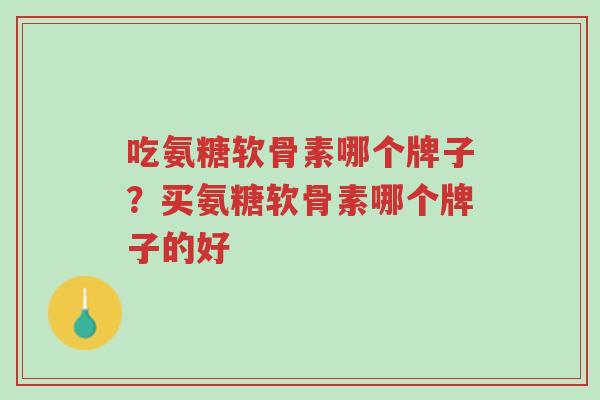 吃氨糖软骨素哪个牌子?买氨糖软骨素哪个牌子的好-第1张图片-超越 吃氨糖软骨素哪个牌子?买氨糖软骨素哪个牌子的好-第1张图片-超越