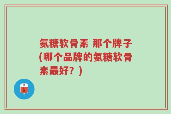 氨糖软骨素 那个牌子(哪个品牌的氨糖软骨素最好?)-第1张图片-超越 氨糖软骨素 那个牌子(哪个品牌的氨糖软骨素最好?)-第1张图片-超越