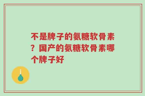 不是牌子的氨糖软骨素?国产的氨糖软骨素哪个牌子好-第1张图片-超越 不是牌子的氨糖软骨素?国产的氨糖软骨素哪个牌子好-第1张图片-超越