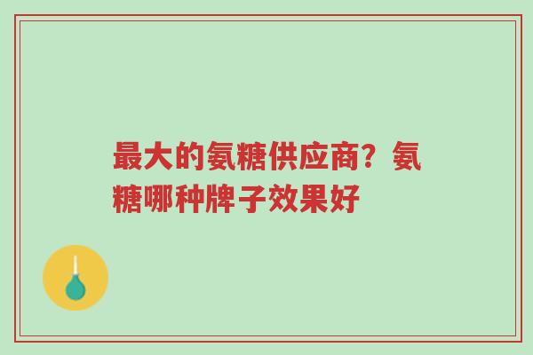 最大的氨糖供应商？氨糖哪种牌子效果好-第1张图片-超越