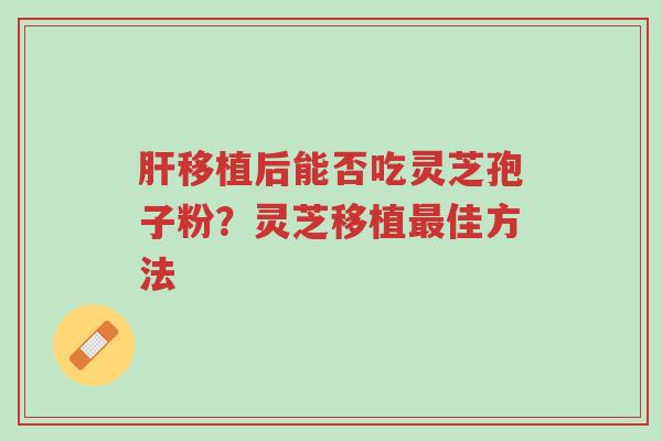 肝移植后能否吃灵芝孢子粉?灵芝移植最佳方法-第1张图片-超越 肝移植后能否吃灵芝孢子粉?灵芝移植最佳方法-第1张图片-超越