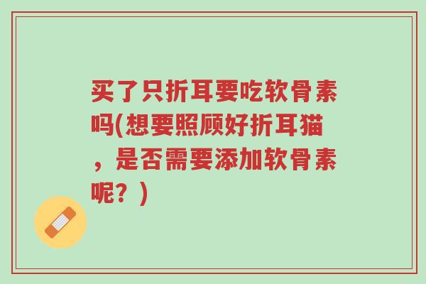 买了只折耳要吃软骨素吗(想要照顾好折耳猫,是否需要添加软骨素呢?)-第1张图片-超越 买了只折耳要吃软骨素吗(想要照顾好折耳猫,是否需要添加软骨素呢?)-第1张图片-超越