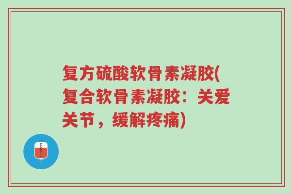 复方硫酸软骨素凝胶(复合软骨素凝胶:关爱关节,缓解疼痛)-第1张图片-超越 复方硫酸软骨素凝胶(复合软骨素凝胶:关爱关节,缓解疼痛)-第1张图片-超越